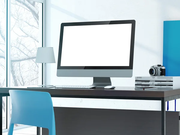 Computer on the table in modern studio — Stock Photo, Image