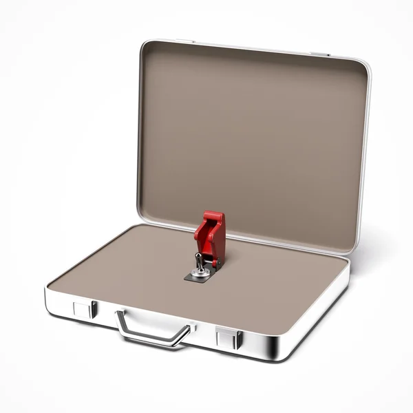 赤スイッチ付きスーツケース — ストック写真