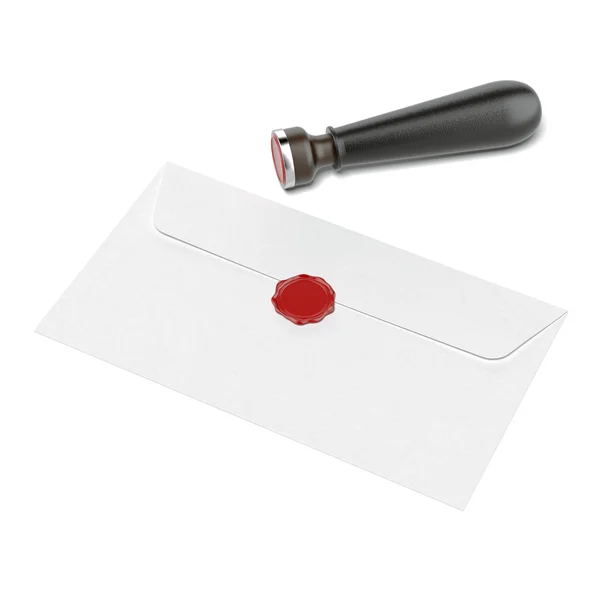 Zarf ve kırmızı mum — Stok fotoğraf