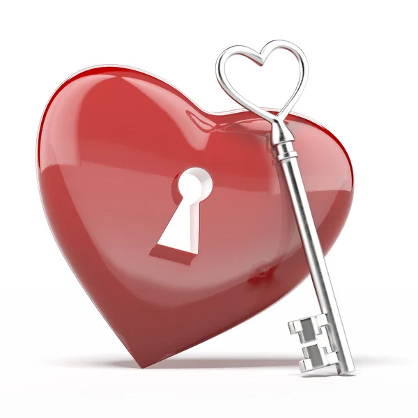 Silver key to the heart — Stock Photo, Image