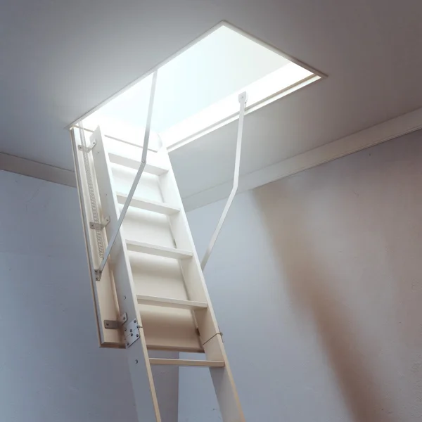 Wooden ladder to the attic — Stock Photo, Image