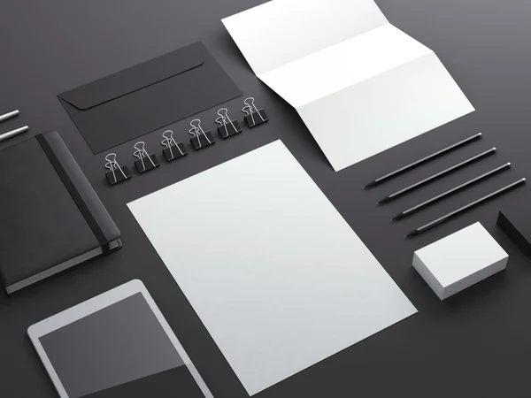 Elementos de papelería negra —  Fotos de Stock