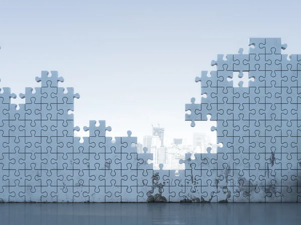 White puzzle wall — Stock Photo, Image