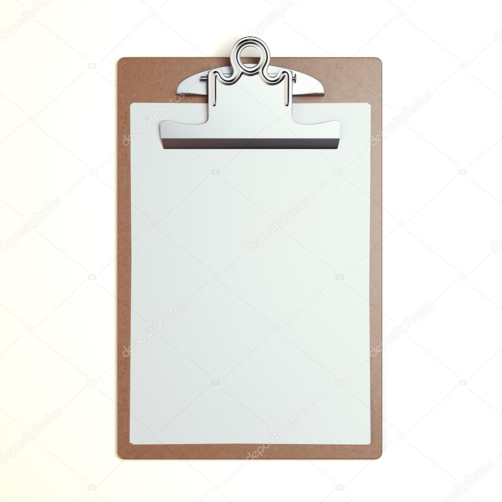 Wooden clipboard with blank sheet