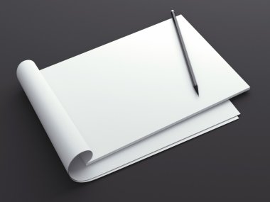 Kalem ile boş sketchbook