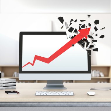 Büyüme kırmızı ok sonları bilgisayar görüntüleme.