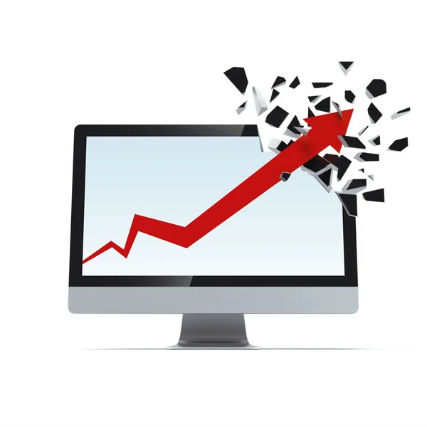 Growth arrow breaks display — Stock Photo, Image