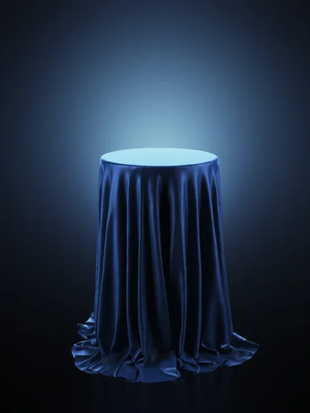 Table covered with blue cloth — Stock Photo, Image