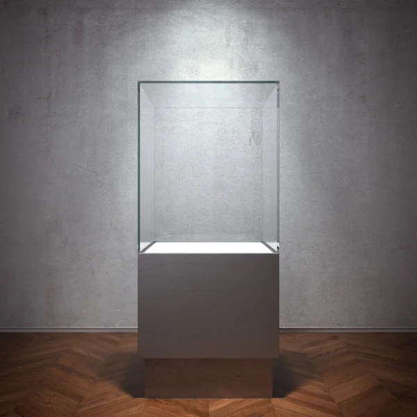 Empty glass showcase for exhibit — Stock Photo, Image