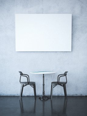 Boş poster duvara. 3D render
