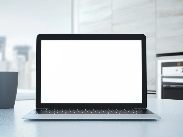 Laptop on the table. 3d rendering — Stock Photo, Image