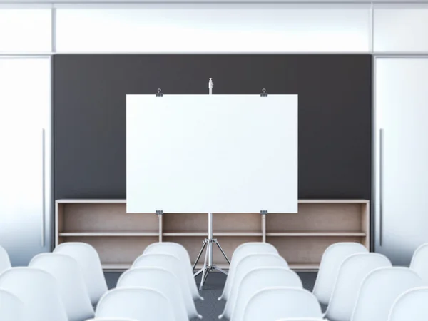 Sala conferenze con schermo bianco. rendering 3d — Foto Stock