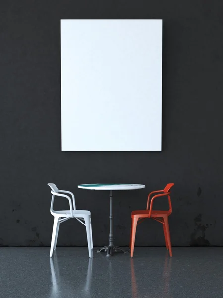 Blank poster on wall. 3d rendering — Stock Photo, Image