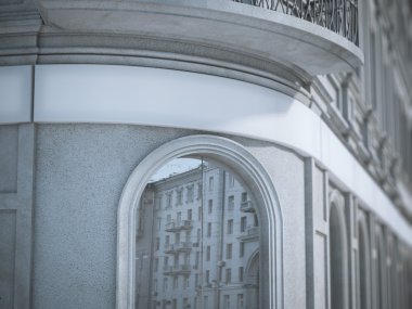 Bina boş ekranda. 3D render