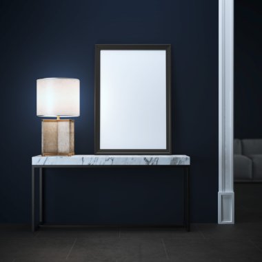 Çerçeve ve lamba içeren tablo. 3D render