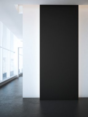 Siyah duvar reklam ofisi için. 3D render