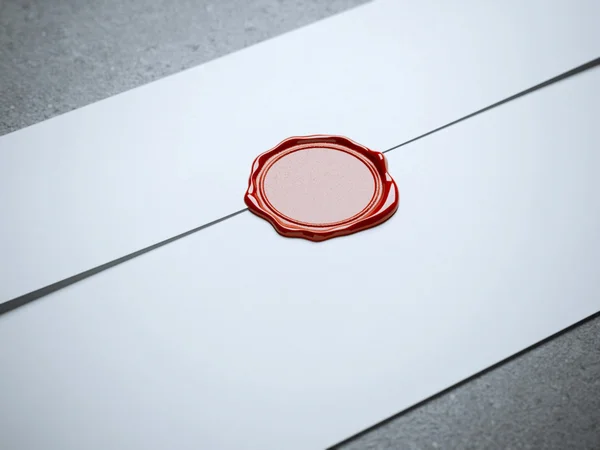 Cire de phoque rouge sur enveloppe blanche — Photo