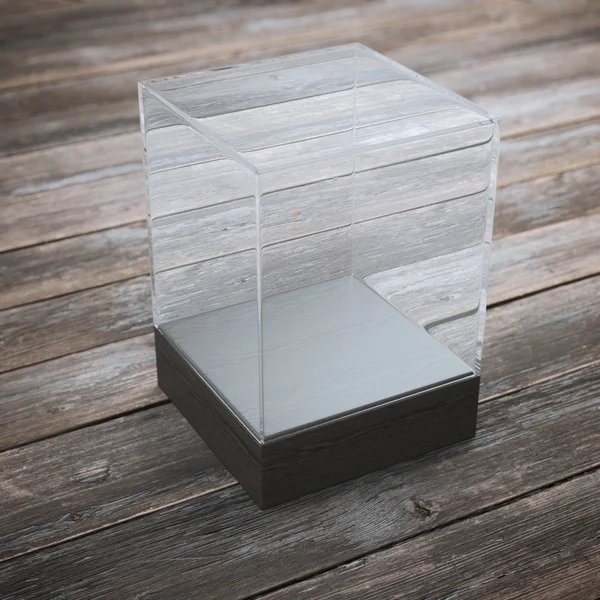 Empty glass showcase for exhibit — Stock Photo, Image