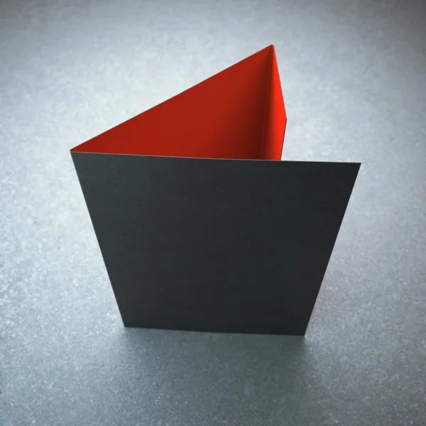 Blank black tri fold brochure — Stock Photo, Image