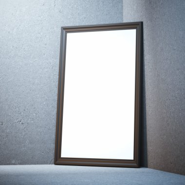 Boş siyah resim çerçevesi. 3D render