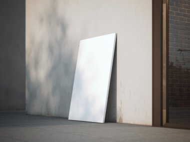 Boş poster bir sokakta. 3D render