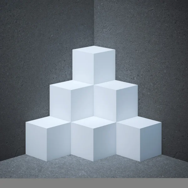 White showcase with cubes — Stock Photo, Image