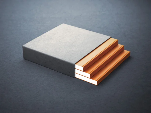 Tres libros con tapa de caja en blanco —  Fotos de Stock