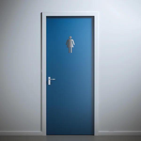 Pintu toilet untuk jenis kelamin perempuan. Rendering 3d — Stok Foto