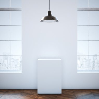 Beyaz podyum modern loft iç. 3D render