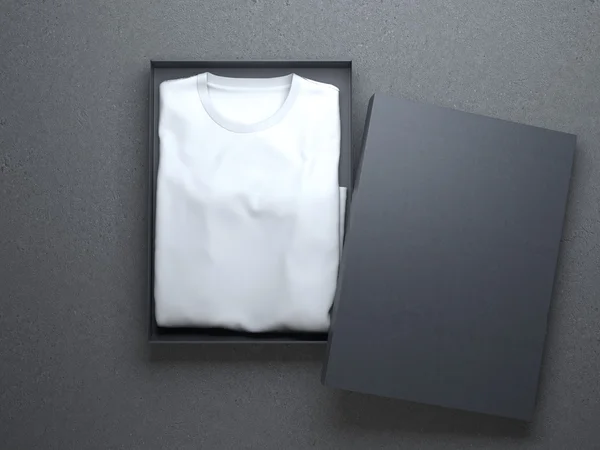 Bílé tričko v pěkné kartonové obaly — Stock fotografie