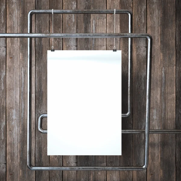 Demir inşaat üzerinde asılı beyaz poster 