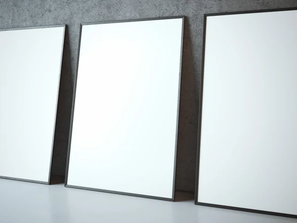 Drie lege witte frames — Stockfoto