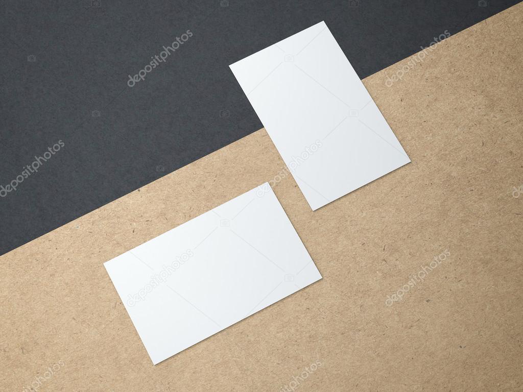Two business cards on the kraft paper 
