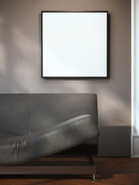 Kare boş tuval modern iç. 3D render