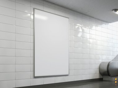 Parlak metro boş panoda. 3D render