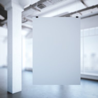 Bir modern loft iç beyaz poster. 3D render