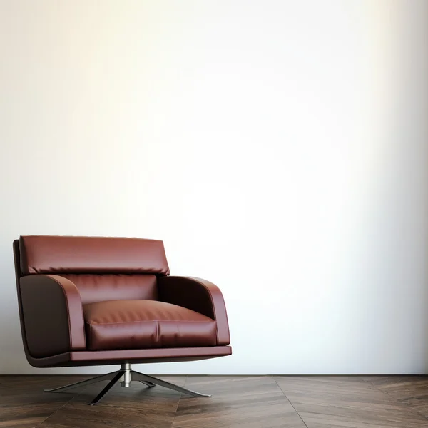 Red arm chair in bright interior. 3d rendering — Stock Photo, Image