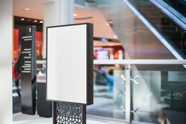 Black blank advertising stand in the mall — Stock Photo, Image
