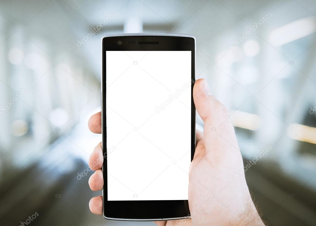 Hand with modern smartphone