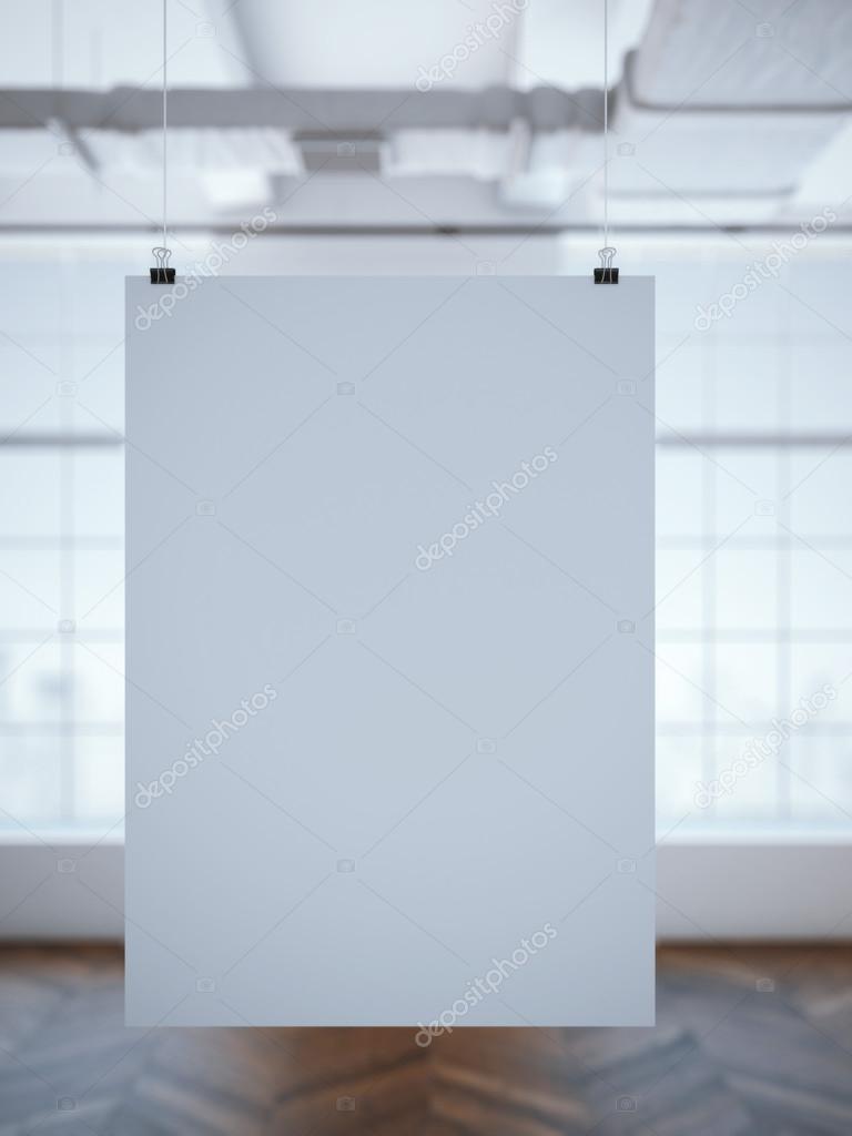 White poster in a modern interior. 3d rendering