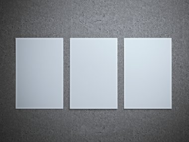 Gri zemin üzerine üç kağıt yaprak.