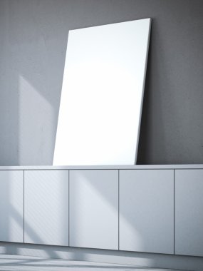 Göğüs üzerinde boş beyaz tuval. 3D render