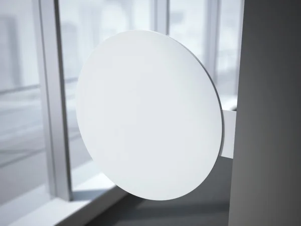 Panneau rond blanc à l'intérieur du bureau. Rendu 3d — Photo