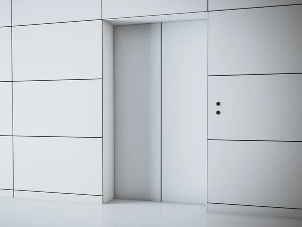 Moderne weiße Halle mit Aufzug. 3D-Darstellung — Stockfoto