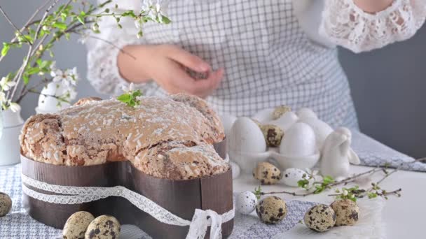 Hagyományos olasz desszertek húsvétra - Húsvéti galamb — Stock videók