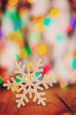 Kopya alanı, se renkli Böke zemin üzerine ahşap kar tanesi