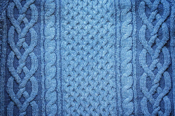 Knitted woolen background, blue texture — Stock Photo, Image