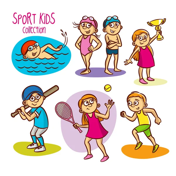 Sport Kids Collection Vector Illustration — Stock Vector