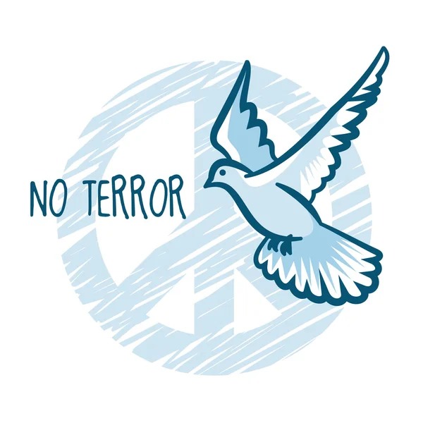 Hiçbir terör barış güvercini — Stok Vektör