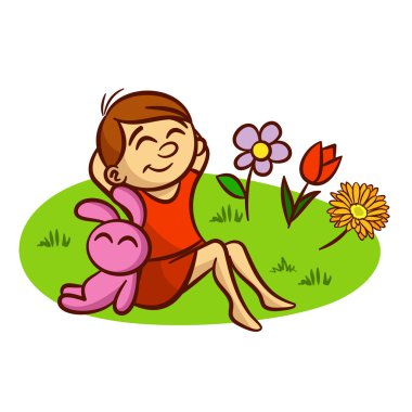 Kız ve tavşan çayır '